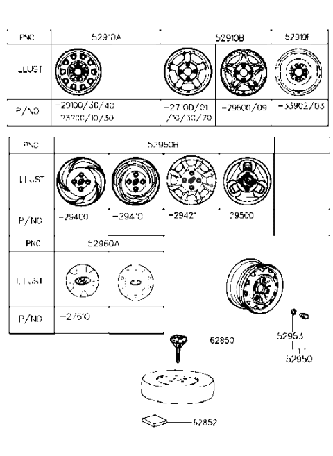 2007 Hyundai Sonata Aluminium Wheel Assembly Diagram for 5291029600