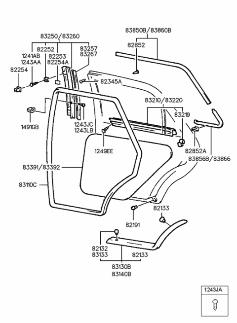 2005 Hyundai Sonata Clip-WEATHERSTRIP Mounting(B) Diagram for 8213337000