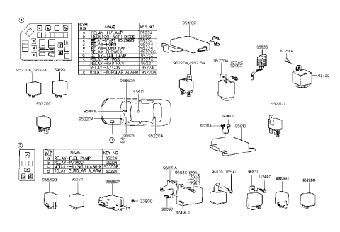 2001 Hyundai Accent  Relay Assembly-Wiper Diagram for 9542033000