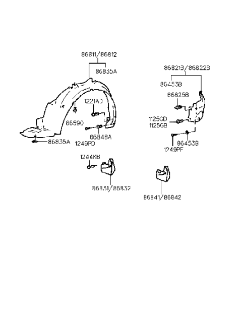 2009 Hyundai Sonata  Rear Wheel Guard Assembly, Left Diagram for 8682129000