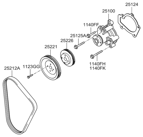 2009 Hyundai Sonata Pump Assembly-Coolant Diagram for 2510023001