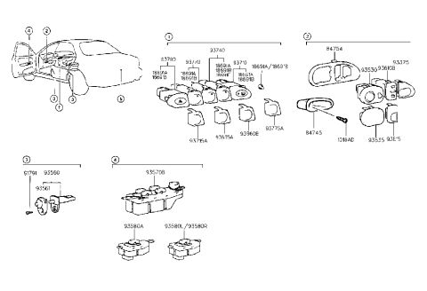 2001 Hyundai Accent Switch Assembly-Front Fog Lamp Diagram for 9374029000
