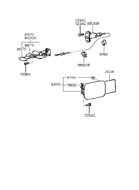 2005 Hyundai Sonata  Bumper-Fuel Filler Door Outsidelam Diagram for 8755122000