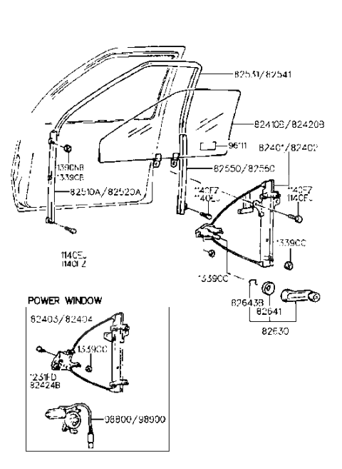 2008 Hyundai Sonata  Front Driver Side Door Window Regulator Diagram for 8240129000