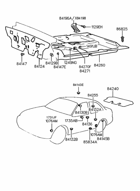 2001 Hyundai Accent  Screw-Roof Rack Mounting Diagram for 8413029000