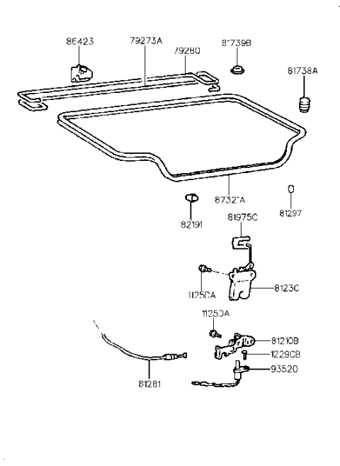 2007 Hyundai Sonata Holder-Trunk Lid Torsion Bar Diagram for 8642329010