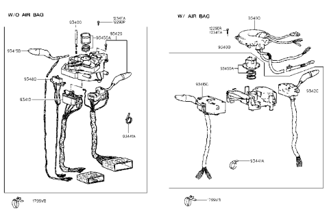 2007 Hyundai Sonata  Clock Spring Contact Assembly Diagram for 9349029000