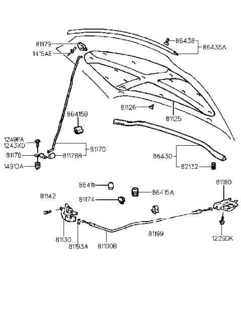 2008 Hyundai Sonata  Pad-Hood Insulating Diagram for 8112529000