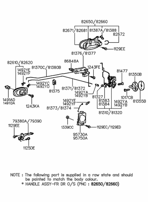 2007 Hyundai Sonata  Door Safety Lock Rod Assembly, Front, Right Diagram for 8138029000