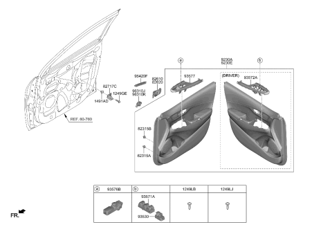 1994 Hyundai Elantra Support-Front Door Pull Handle Mounting Diagram for 827170U000