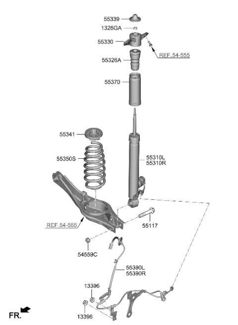 1994 Hyundai Elantra BUMPER-RUBBER Diagram for 55326K9600