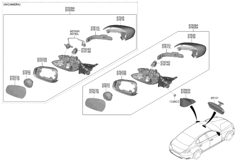 2005 Hyundai Azera Mirror Assembly-Rear View Inside Diagram for 85101G9000