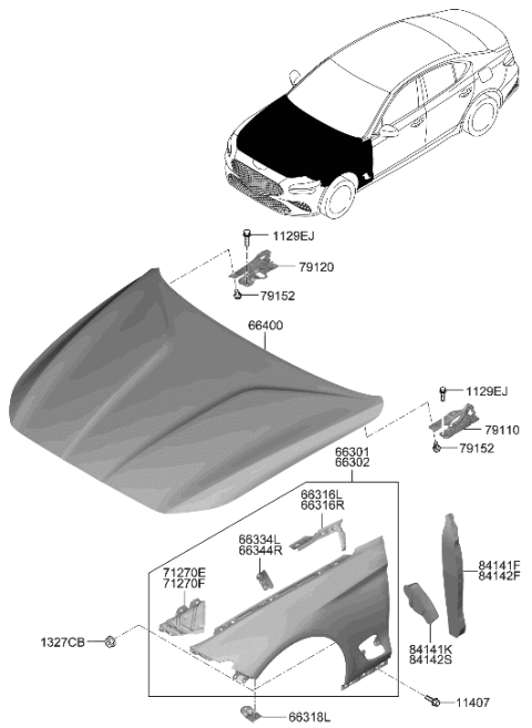 2005 Hyundai Azera  Bolt-Hinge Mounting Diagram for 7915222000