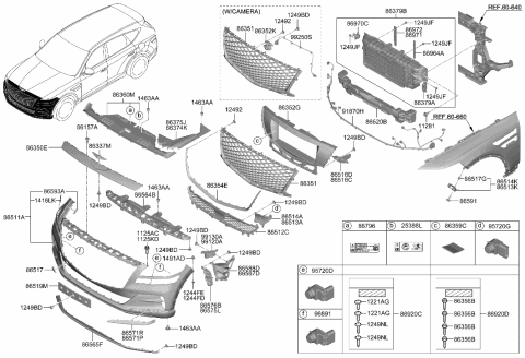 2013 Hyundai Azera Clip-Front Bumper Side Mounting Diagram for 865183M000
