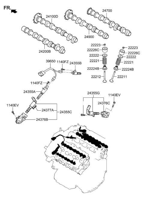 2011 Hyundai Sonata  Camshaft Assembly-Intake, LH Diagram for 241003CBE2