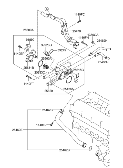 2011 Hyundai Sonata  Tube Assembly-Oil Cooler Diagram for 254702G000