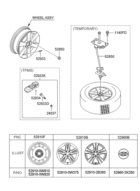 2010 Hyundai Sonata  Cap-Valve Diagram for 529372B000