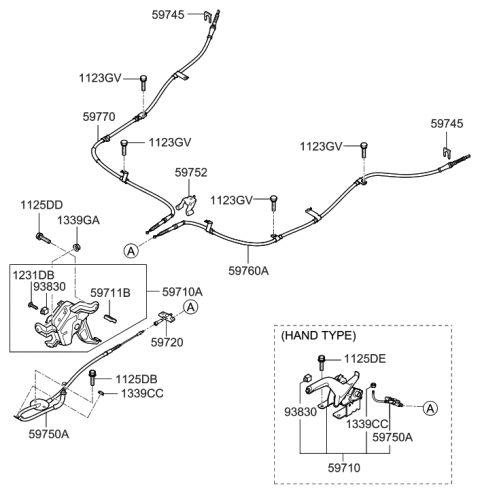 2010 Hyundai Sonata Cable Assembly-Parking Brake, LH Diagram for 597601U000