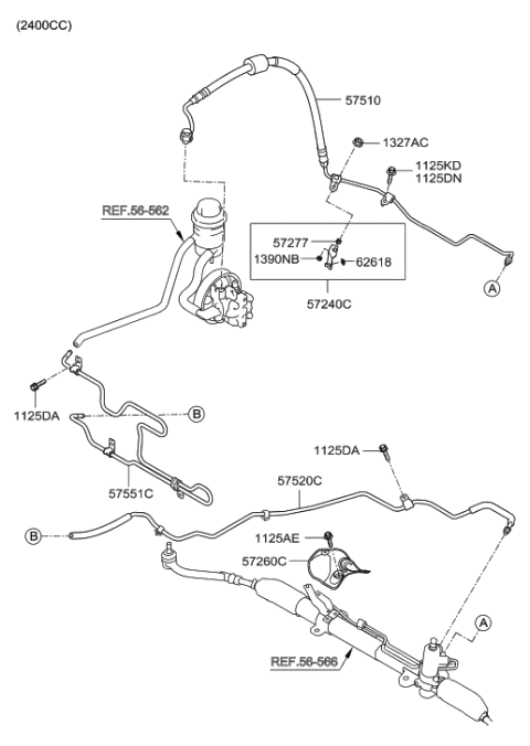2011 Hyundai Sonata Cooler Tube Assembly-Powe Steering Diagram for 575402B100