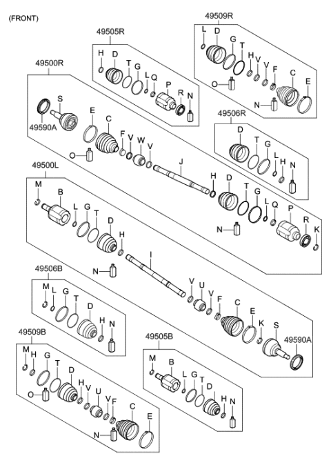 2010 Hyundai Sonata  Shaft Assembly-Drive, LH Diagram for 495001U200