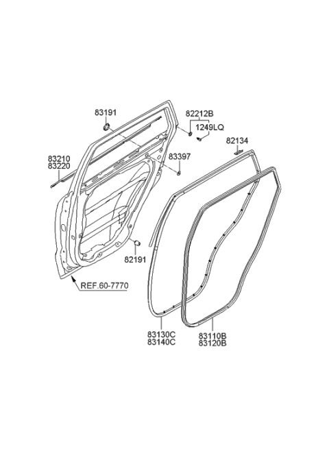 2010 Hyundai Sonata  Weatherstrip Assembly-Rear Door Side LH Diagram for 831300W000