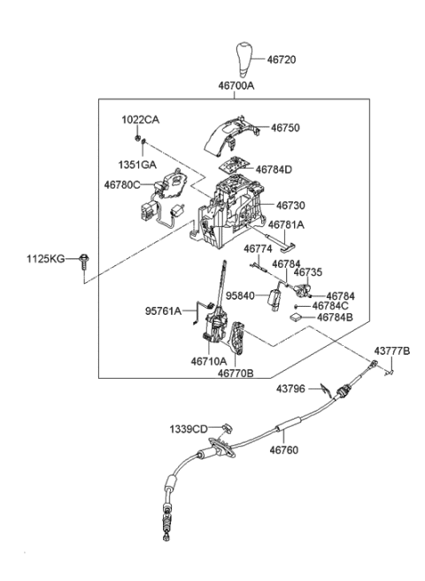 2010 Hyundai Sonata Shift Lock Cam Diagram for 467352B310