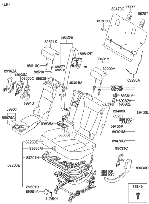 2011 Hyundai Sonata  2Nd Seat Cushion Cover Assembly, Left Diagram for 891600W800MKR