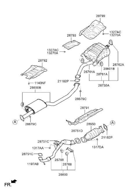 2010 Hyundai Sonata  Protector-Heat Front Diagram for 287911U000