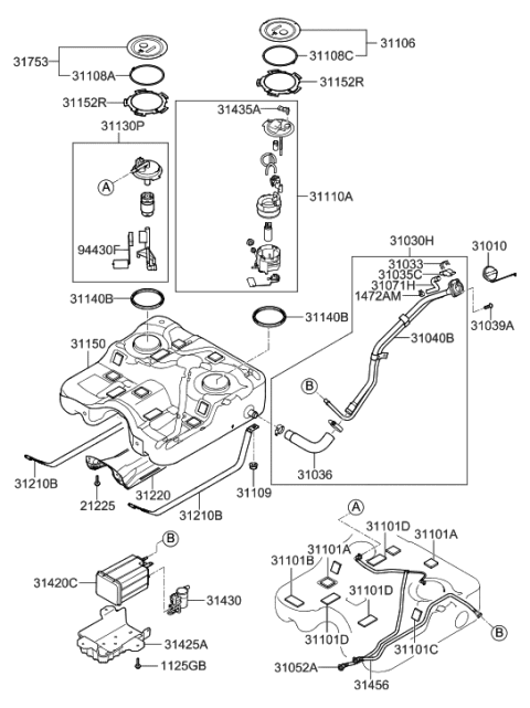 2011 Hyundai Sonata  Clip-Heater Protector Diagram for 312251U000