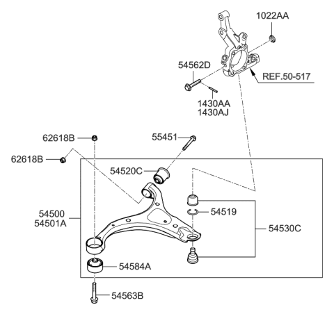 2010 Hyundai Sonata  Bush-Front Lower Arm(G) Diagram for 545842B000
