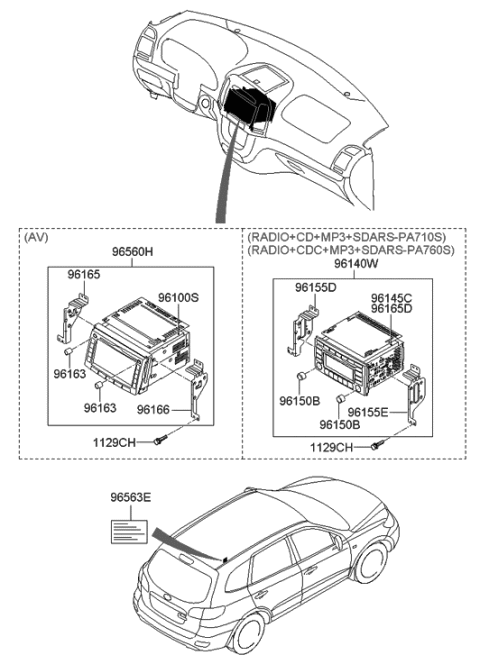 2010 Hyundai Sonata  Deck Assembly-Audio Diagram for 965650W020