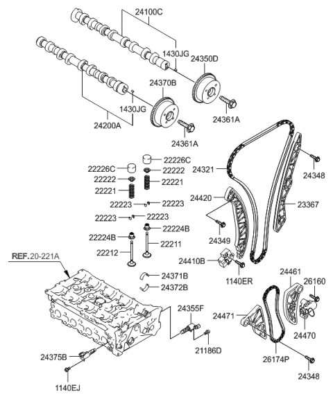 2011 Hyundai Sonata  Tensioner Arm Diagram for 244612G050