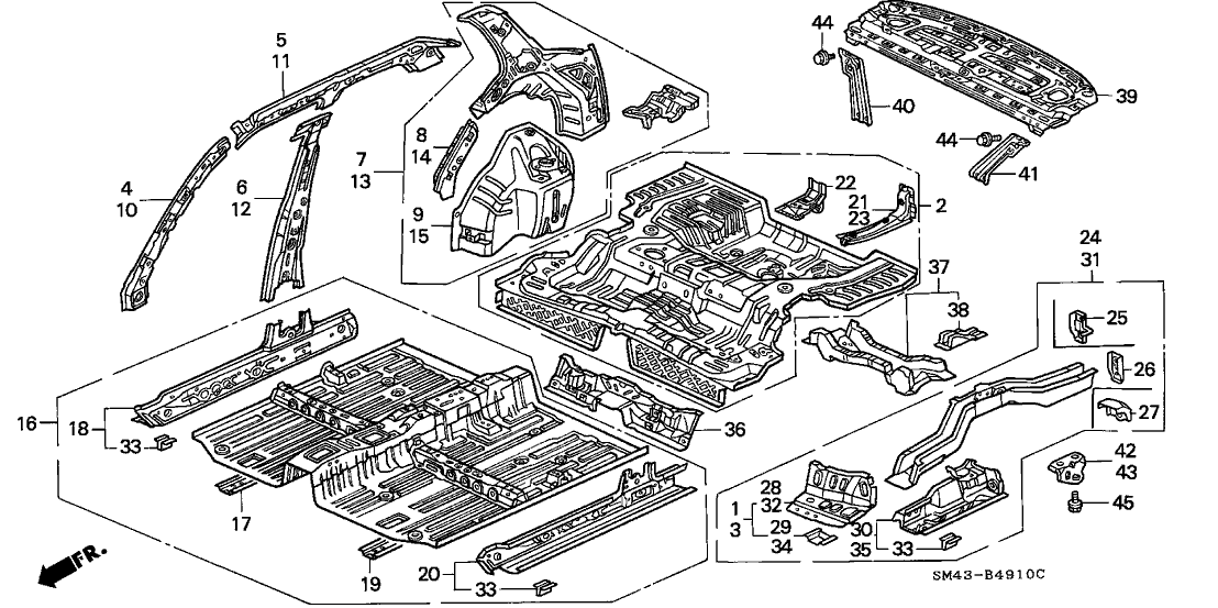 Honda 64520-SM4-300ZZ Pillar, L. FR. (Upper) (Inner)
