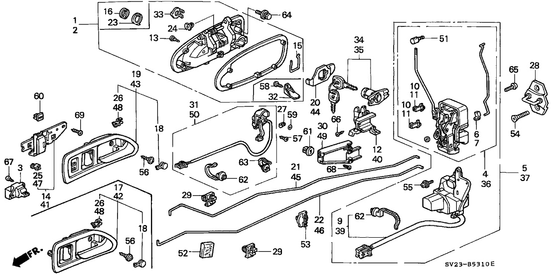 Right Front Genuine Honda 04725-SV1-A00ZE Door Handle Set Right Front Genuine Honda 04725-SV1-A00ZE Door Handle Set