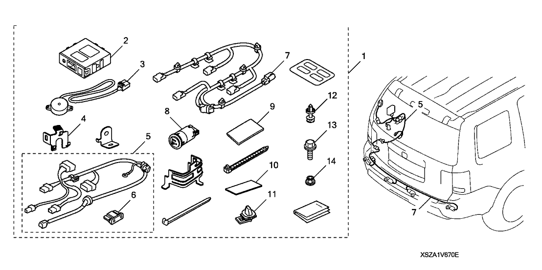Honda 08V67-SZA-100E Back Up Sensor Attachment-Non-PTG