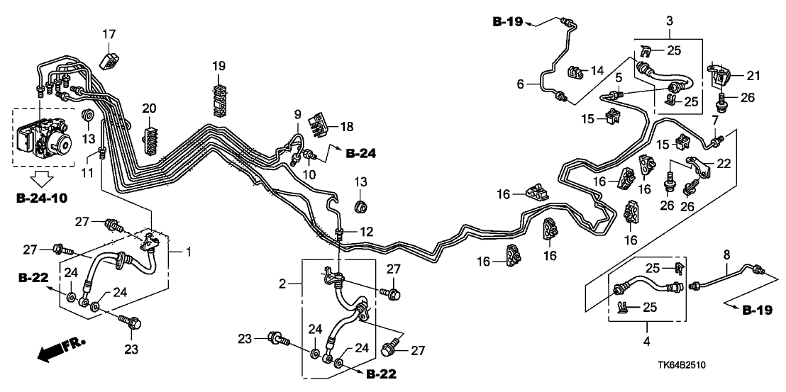 Honda 46393-TF0-G01 Clip, Brake Pipe