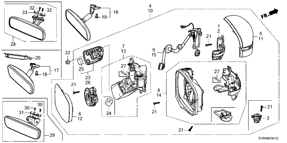 Honda 76200-THR-A32ZA Mirror Assembly (Copperhead Red Pearl)