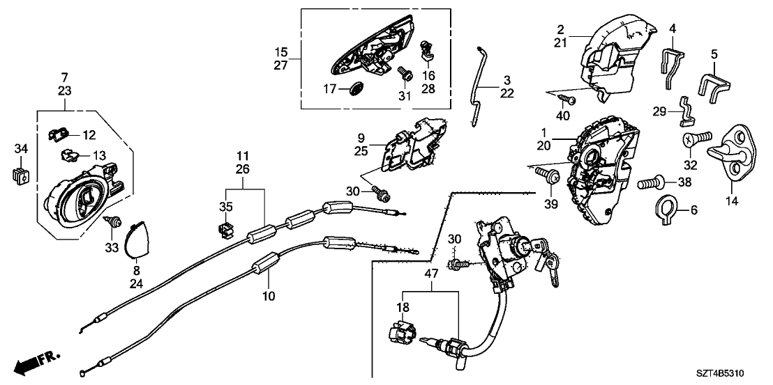 Honda 72173-SZT-003 Cable, Left Front Door Lock