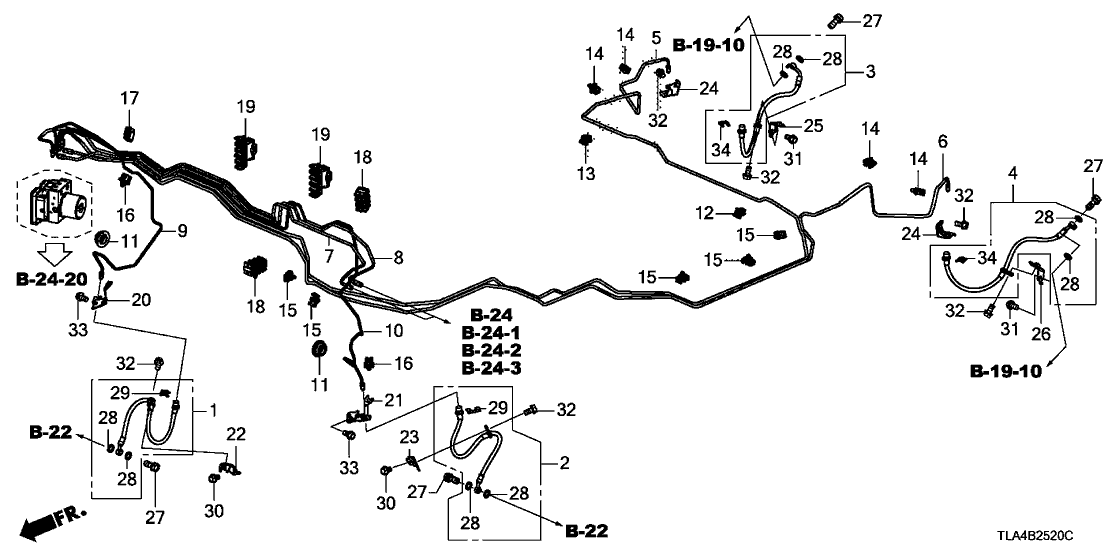 Honda 01468-TLA-A00 Hose Set, Left Rear Brake