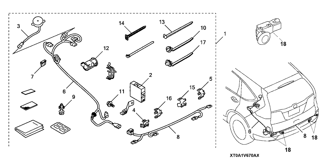 Honda 08V67-T0A-10030 Harness, B/U Sensor