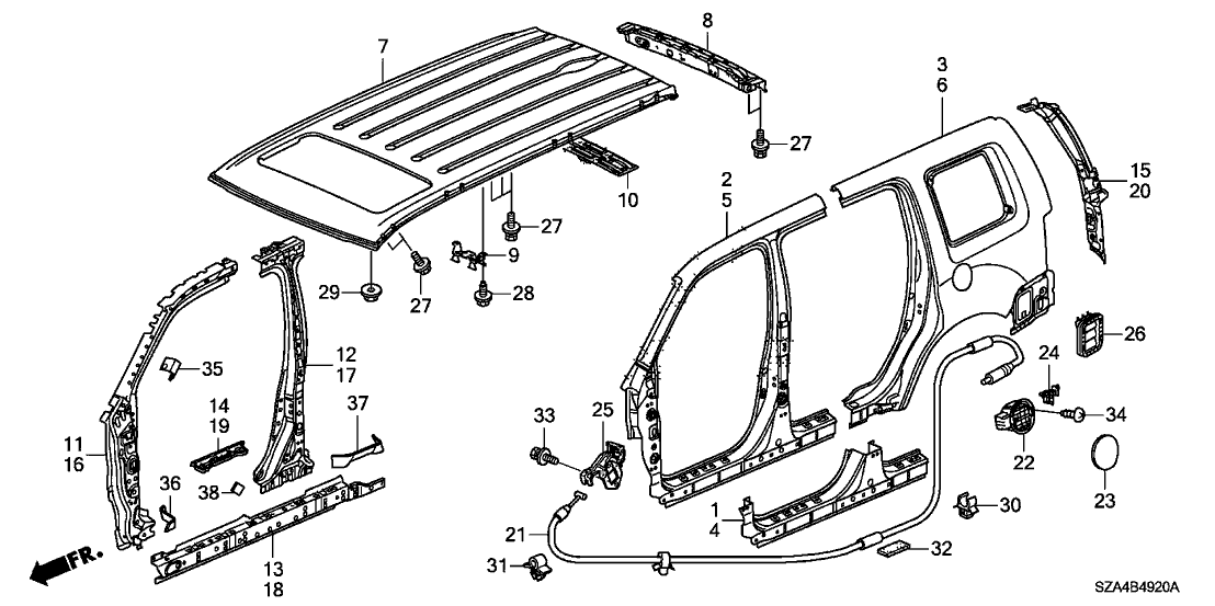 Honda 63175-SZA-A02 Separator, FR. Pillar (Lower/Outer)