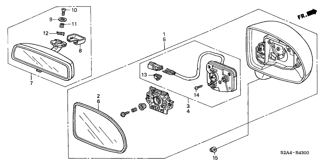 Honda 76200-S2A-A01ZH Mirror Assembly, Passenger Side Door (Suzuka Blue Metallic) (R.C.)