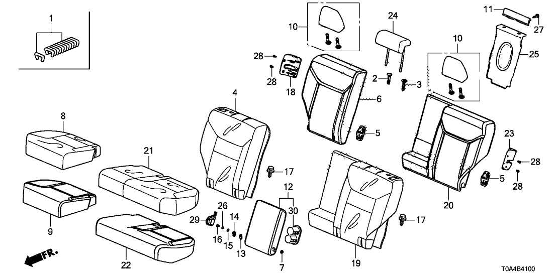 Honda 82249-T0A-A01 Clip Trim, RR Seat