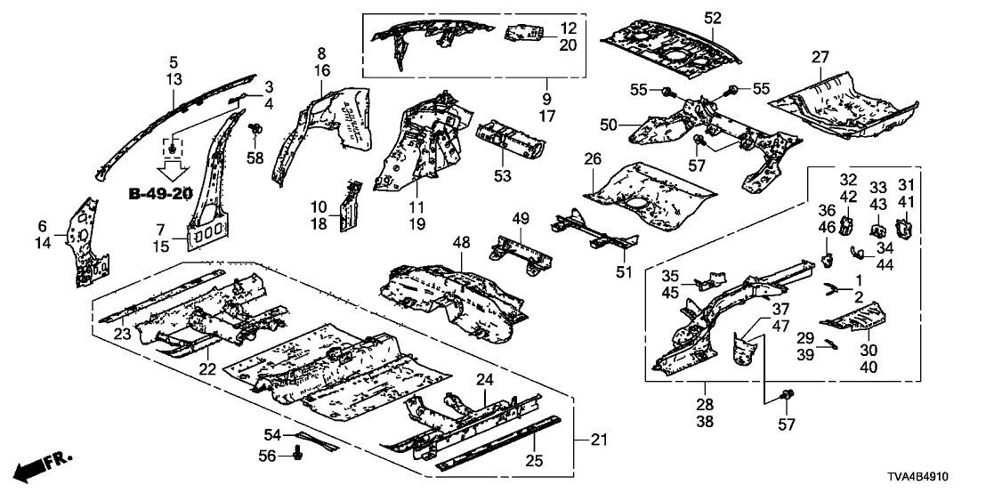 Honda 65100-TVA-306ZZ Floor, FR.