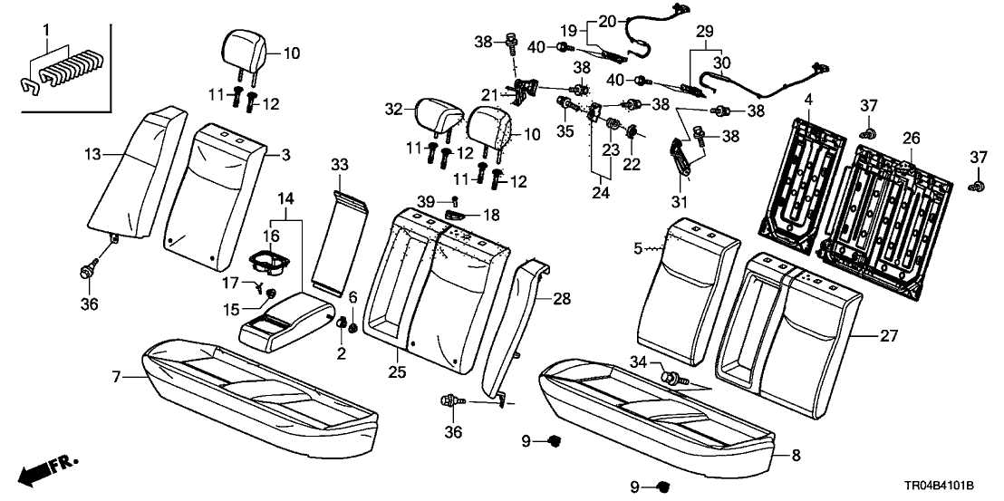 Honda 82940-TR6-A61ZA Headrest Assy., RR. Center *G69L* (LEA) (PALE MOSS GRAY)