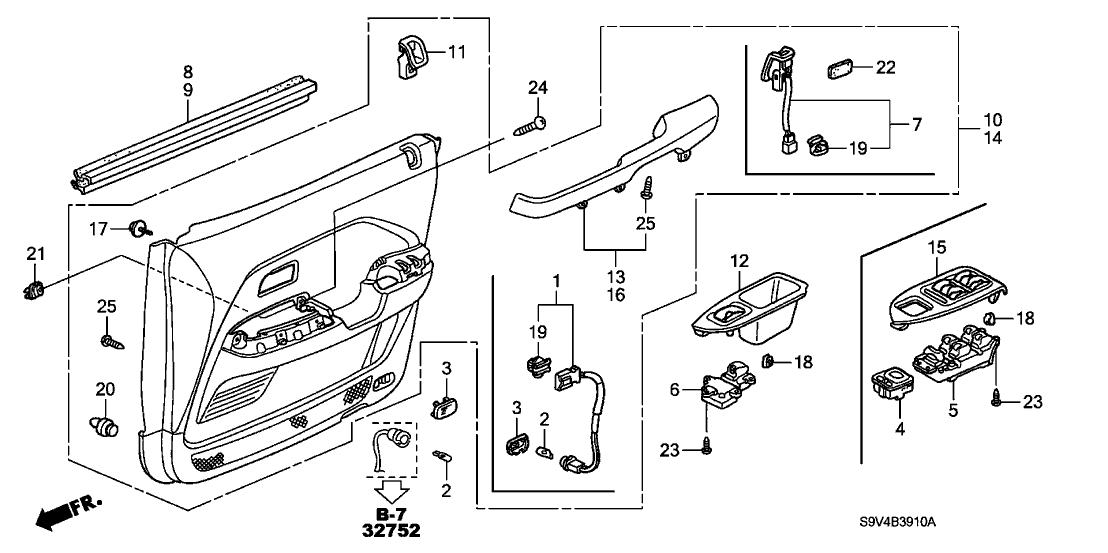 Honda 83583-S9V-A21ZA Armrest Assembly, Left Front Door (Dark Fern) (Leather)