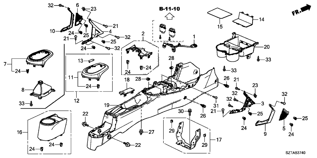 Honda 77296-SZT-A11ZA Garnish Assy., Shift Lever *NH892L* (MIRROR BLACK)