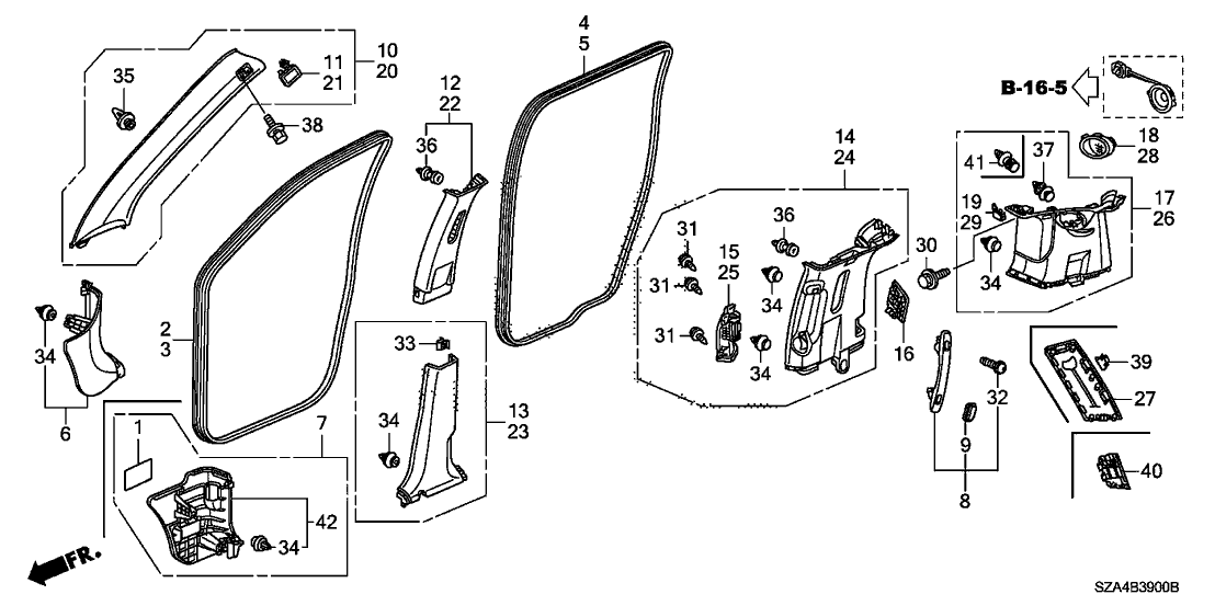 Honda 84144-SZA-A12ZB Garnish, R. RR. Pillar *NH598L* (ATLAS GRAY)