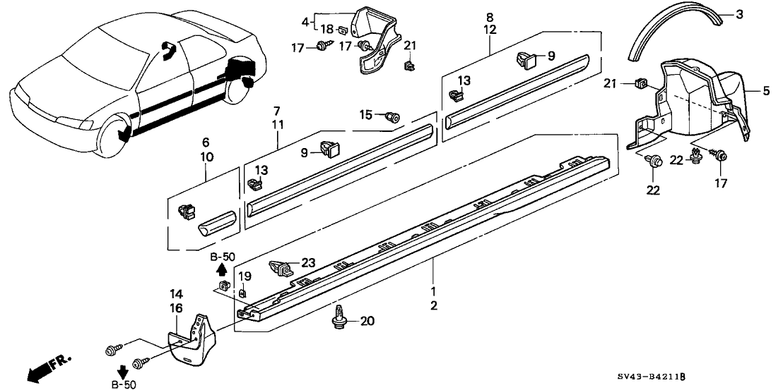Honda 71850-SV4-000 Garnish Assy., L. Side Sill