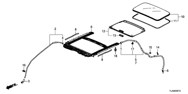 2019 Honda CR-V  Tube, R. RR. Drain Vinyl (Sunroof) Diagram for 70060TLAA00